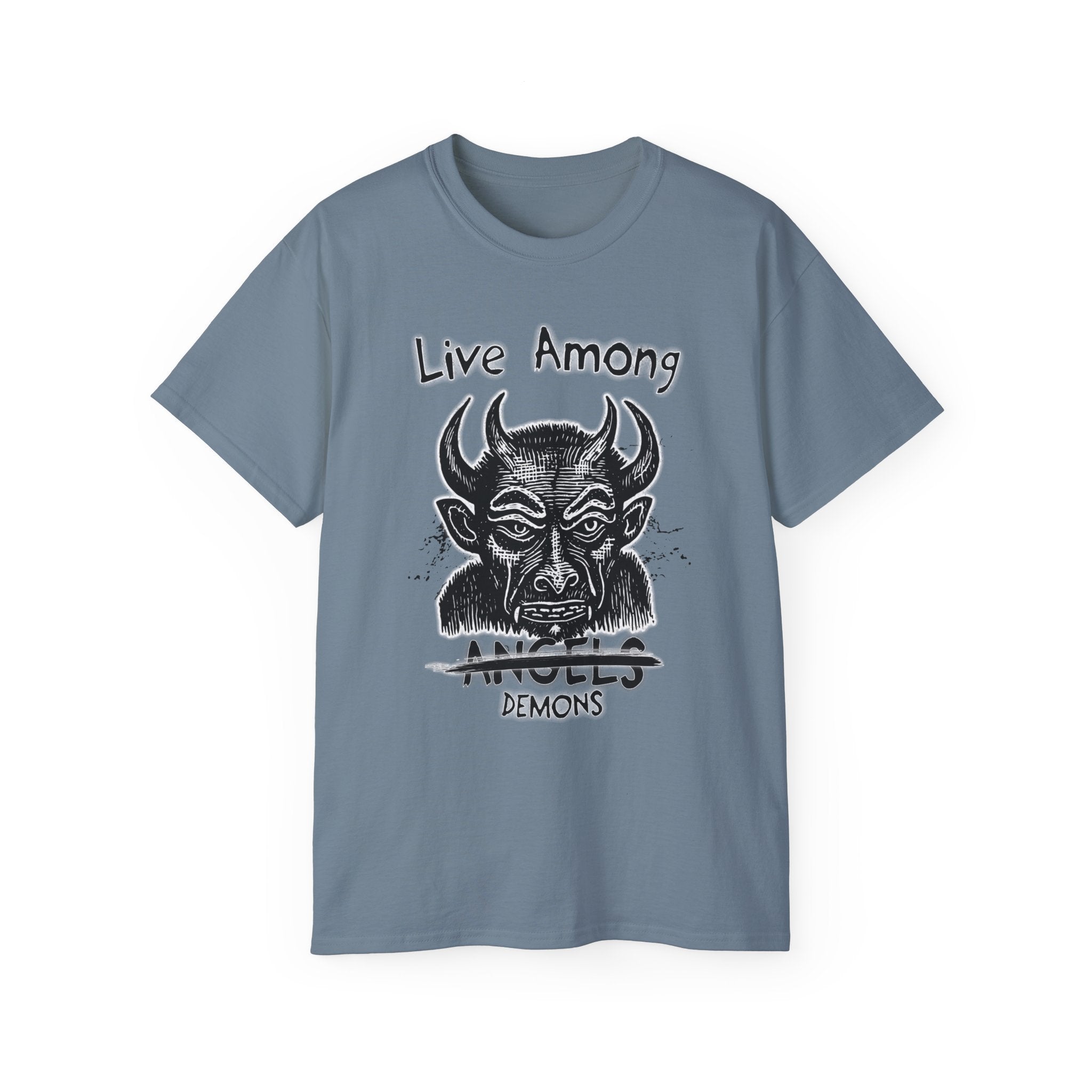 Live Among Demons - Unisex Cotton Tee (Front) - Damned Threads